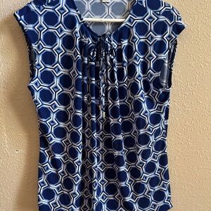 Liz Claiborne Blue Ruched Tie Front Blouse